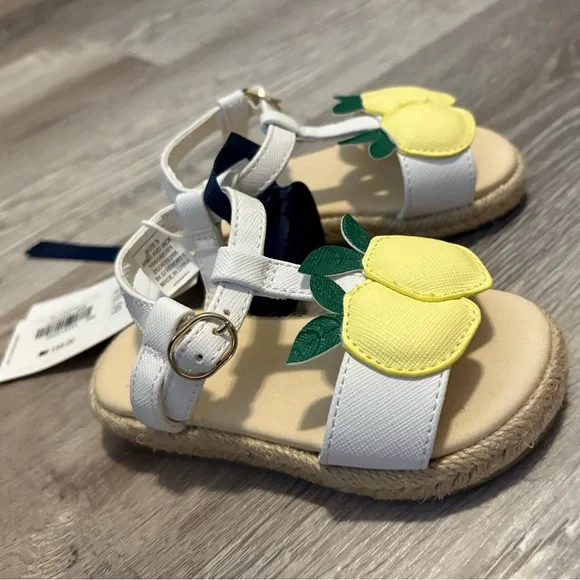 Janie and Jack White Yellow Sandals with Lemons - Picture 4 of 7